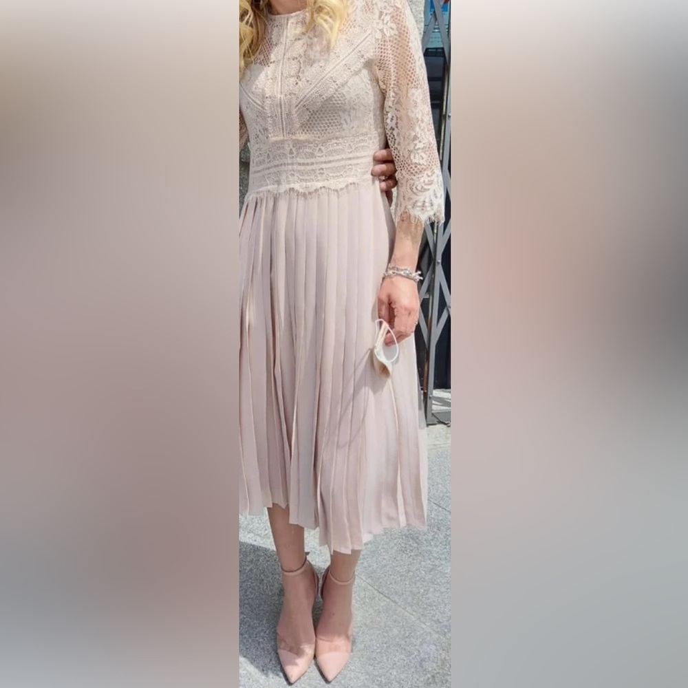 Zara Lace Long Sleeve Dress in Cream